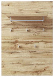 Garderobenpaneel aus Holz mit mehreren Haken und einer Ablage, Frontalansicht