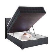 Boxspringbett mit aufklappbarem Stauraum, seitliche Perspektive