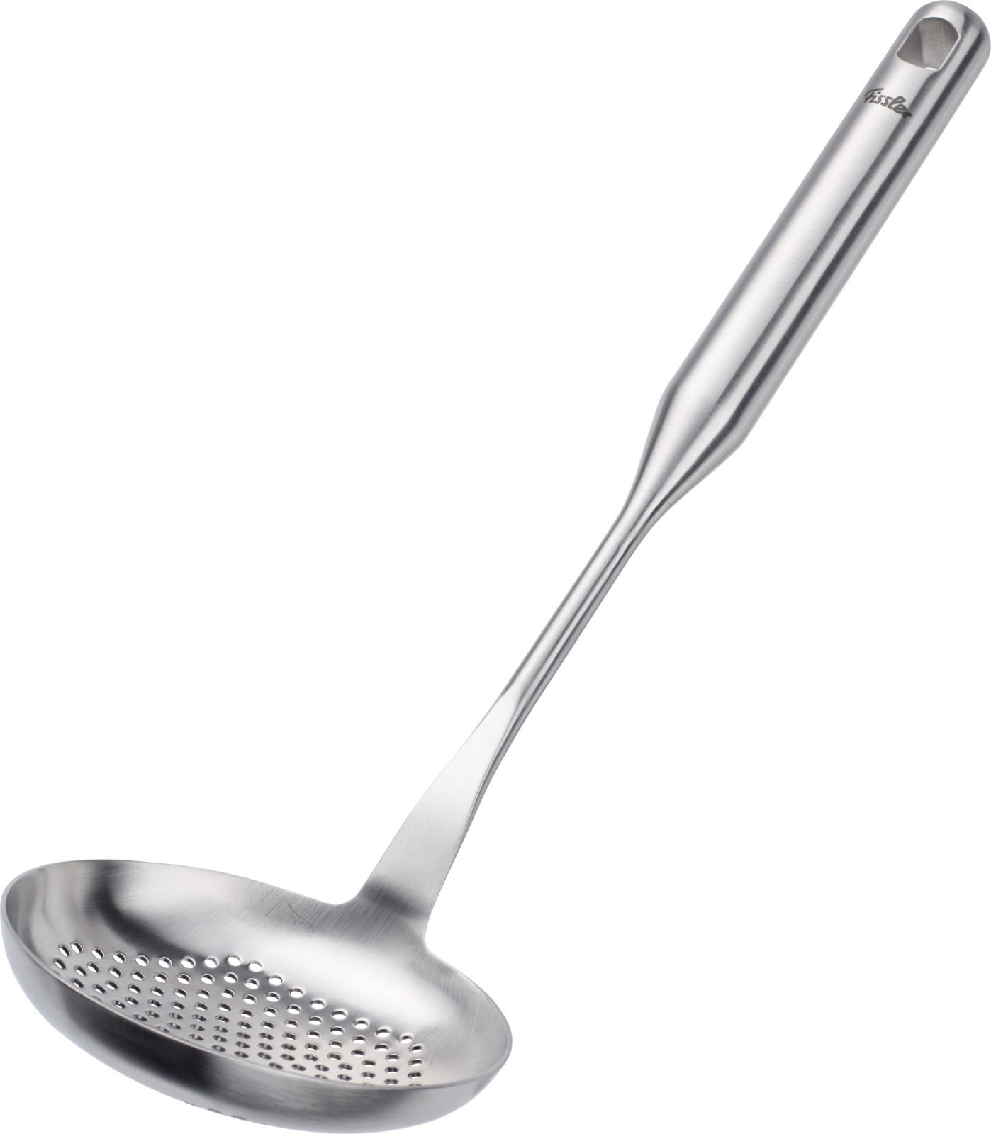 Schaumlöffel aus Edelstahl in seitlicher Perspektive