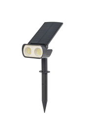 Solarleuchte mit zwei LED-Lampen und Solarpanel, seitliche Perspektive