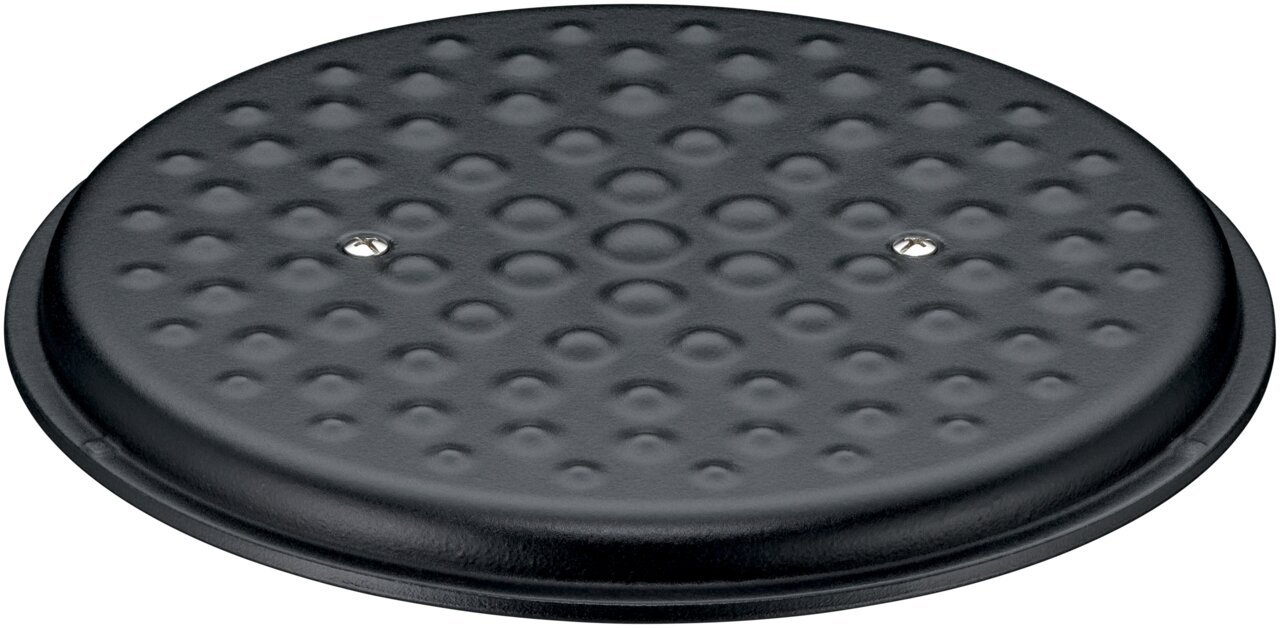 Deksel van een WMF Flavour-braadpan, 24 cm, zwart, met noppenstructuur, bovenaanzicht