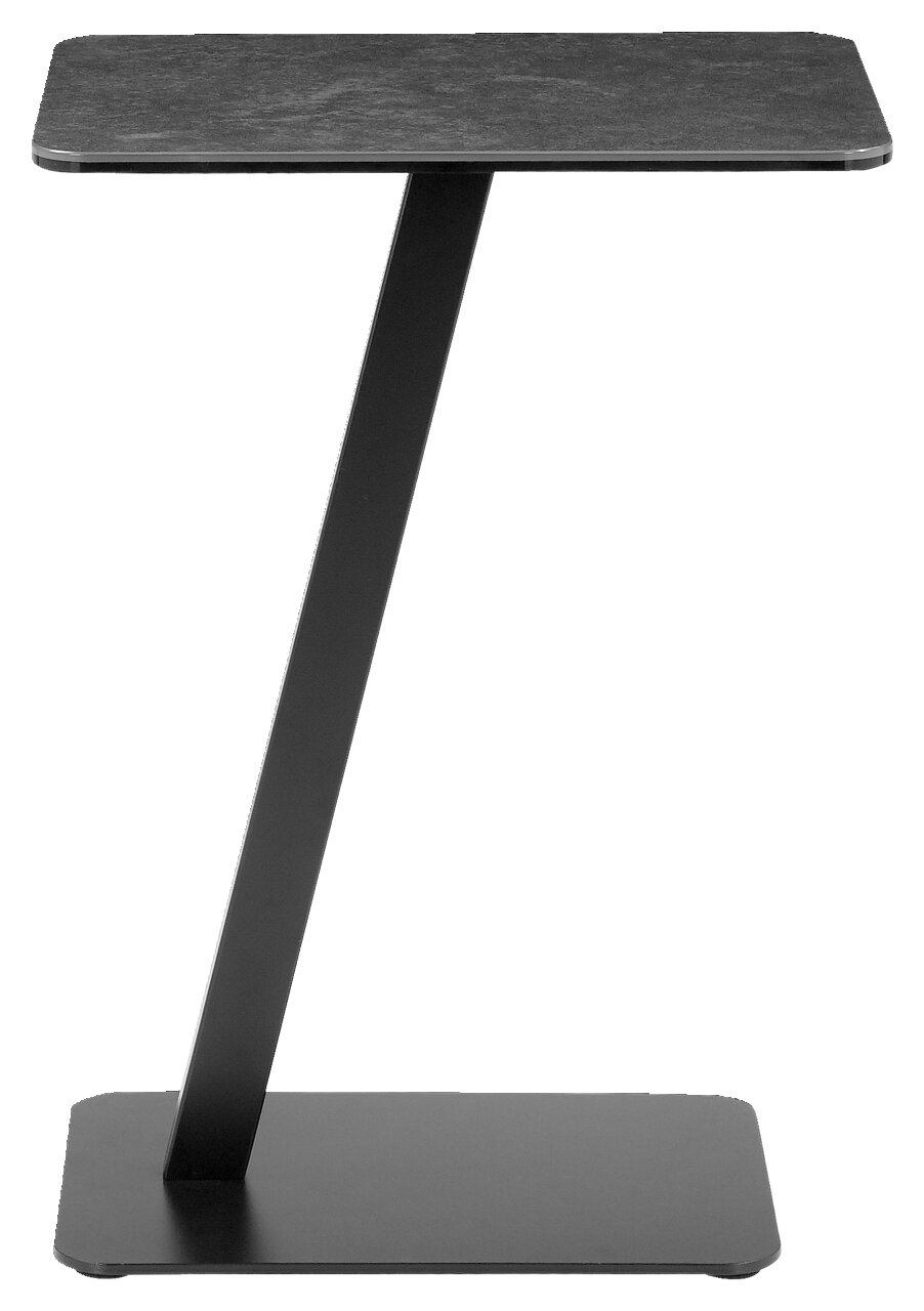 XORA Beistelltisch ROMEO Moderner Beistelltisch mit schrägem Metallgestell, seitliche Perspektive