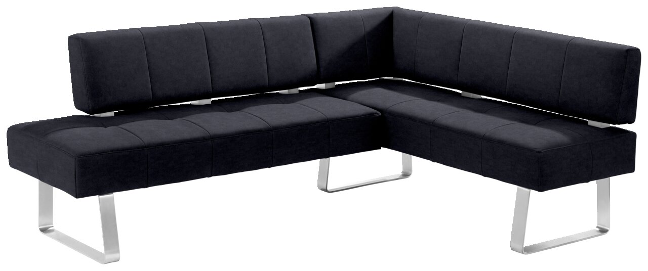 Moderano Eckbank LUPO II Moderne Eckbank in dunklem Stoffbezug mit Metallbeinen, seitliche Perspektive