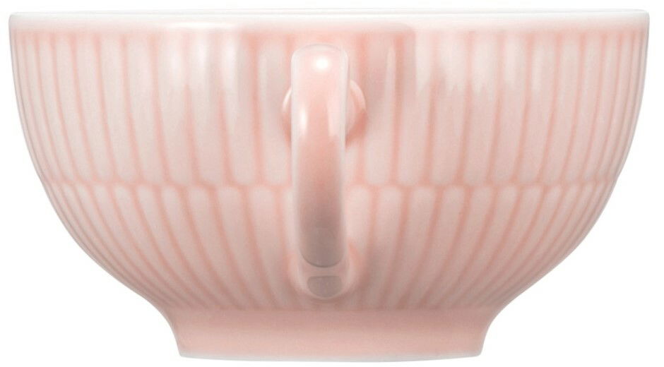 Seitenansicht einer rosa Teetasse mit geriffeltem Design und Henkel, Seltmann Weiden Teetasse AMINA, 0,22 l
