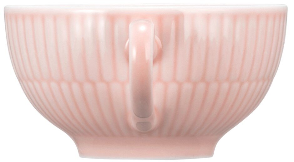 Seitenansicht einer rosa Teetasse mit geriffeltem Design und Henkel, Seltmann Weiden Teetasse AMINA, 0,22 l