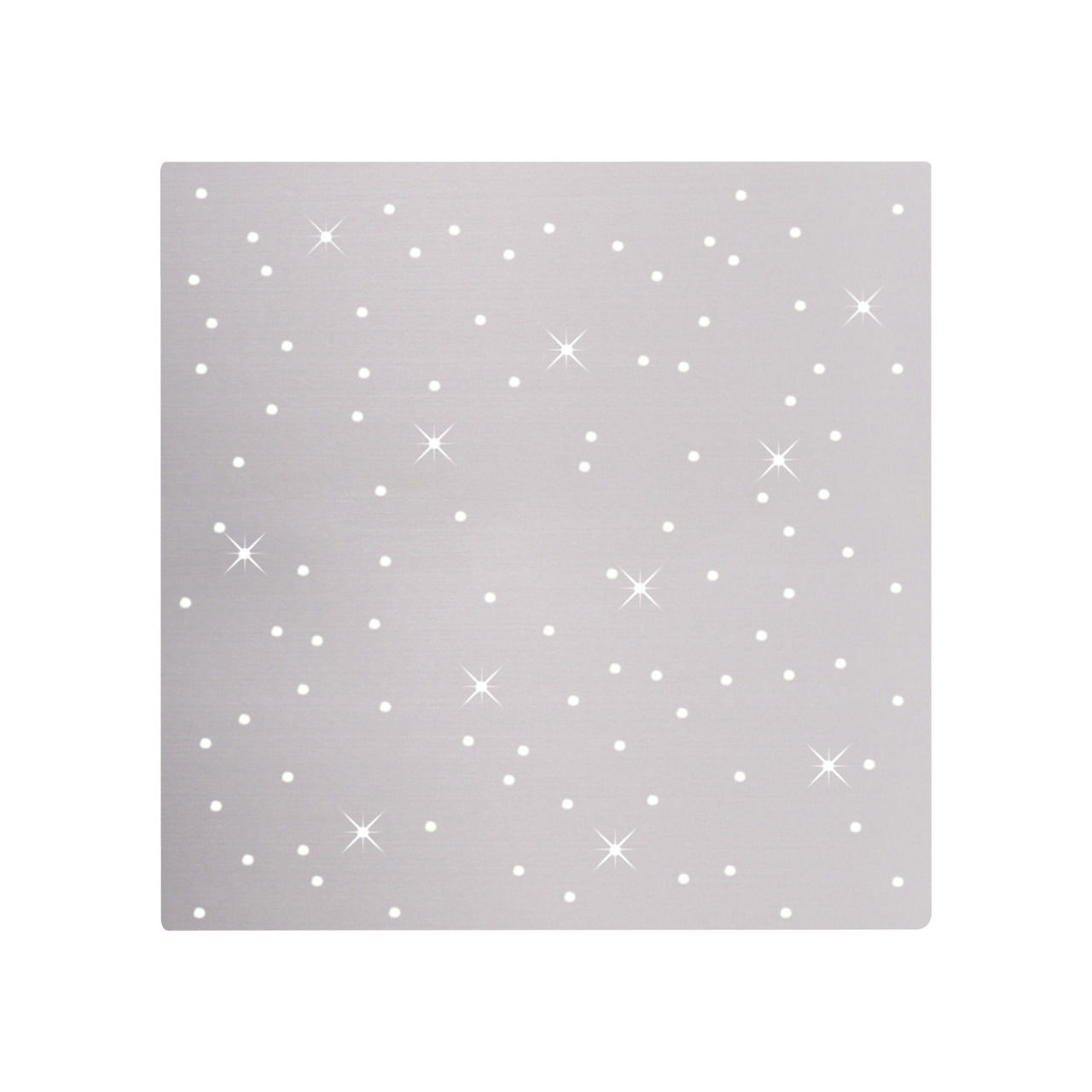 Just Light Deckenleuchte SPARKLE Quadratische Deckenleuchte aus Stahl mit funkelndem Muster, Ansicht von vorne.