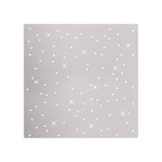 Quadratische Deckenleuchte aus Stahl mit funkelndem Muster, Ansicht von vorne.