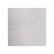 Quadratische Deckenleuchte aus Stahl mit funkelndem Muster, Ansicht von vorne.