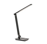 Moderne schwarze Schreibtischleuchte mit verstellbarem Arm, seitliche Perspektive