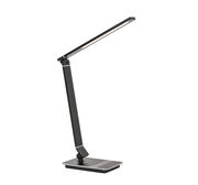 Moderne schwarze Schreibtischleuchte mit verstellbarem Arm, seitliche Perspektive