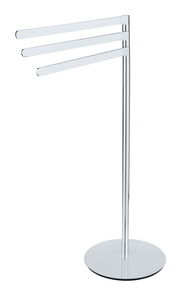 Moderner Handtuchständer Polvano aus Edelstahl mit drei schwenkbaren Armen, seitliche Perspektive