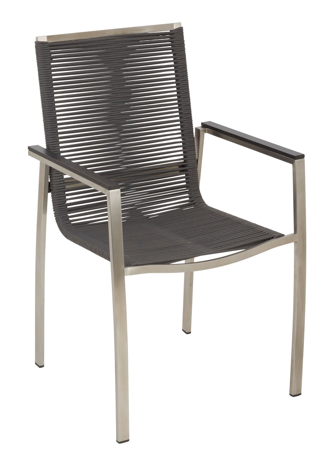 Amatio Gartensessel GIRONA Moderner Gartensessel mit Metallrahmen und geflochtener Sitzfläche, seitliche Perspektive