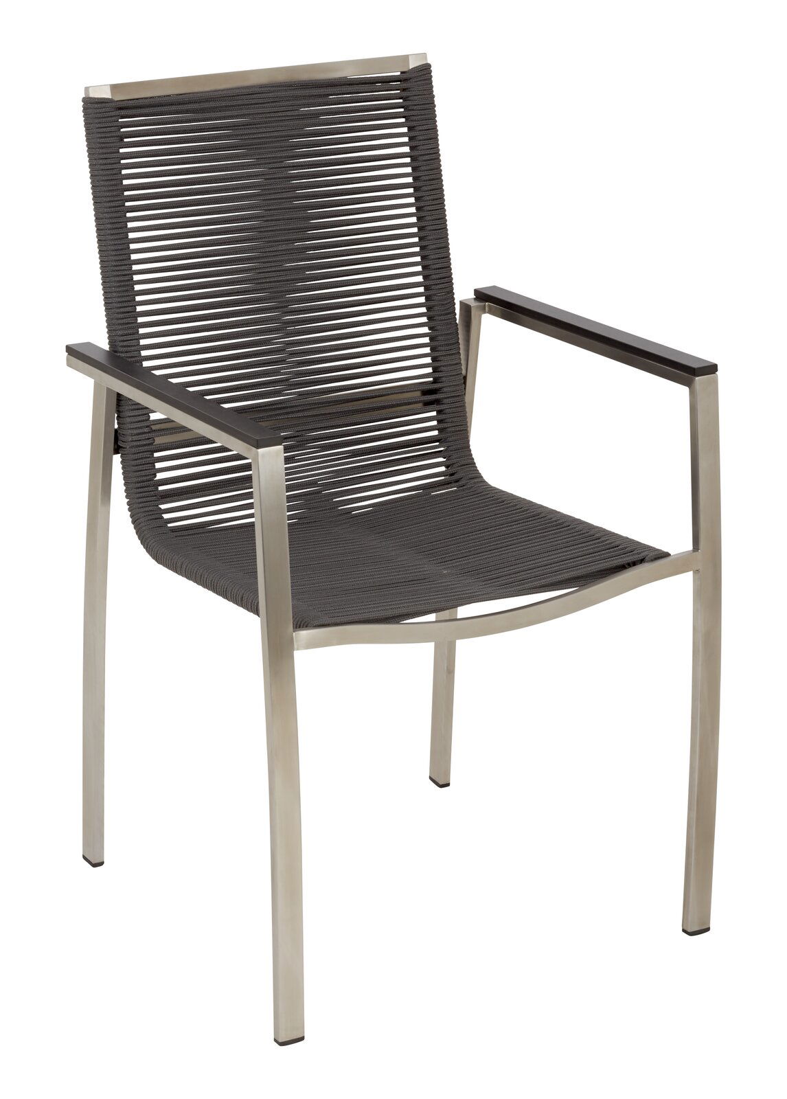 Amatio Gartensessel GIRONA Moderner Gartensessel mit Metallrahmen und geflochtener Sitzfläche, seitliche Perspektive