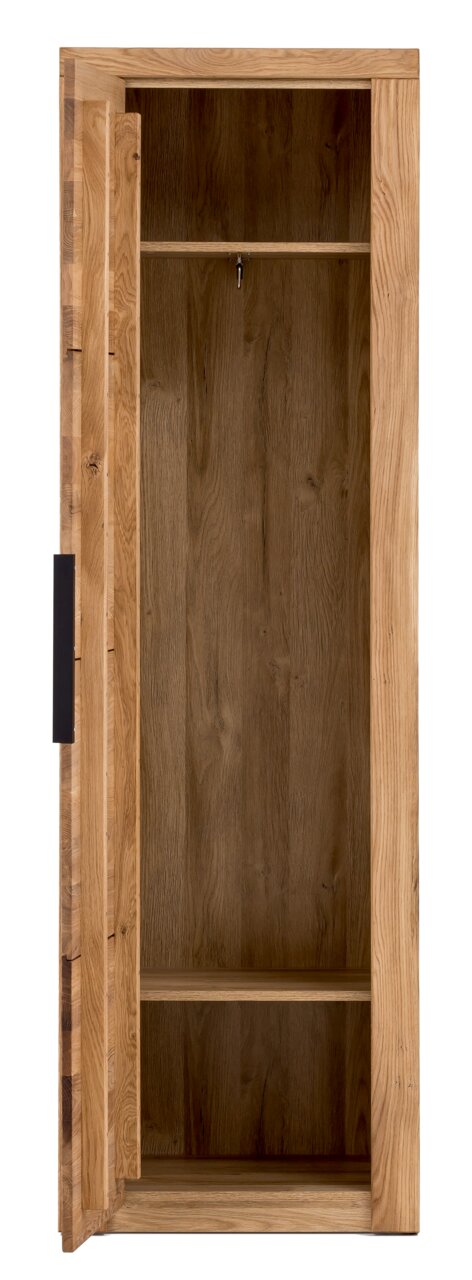 Offener Garderobenschrank aus Holz mit zwei Regalböden, Frontalansicht