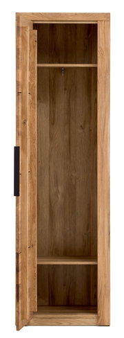 Offener Garderobenschrank aus Holz mit zwei Regalböden, Frontalansicht