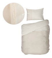 Bettwäsche-Set in Cremefarbe mit Kissenbezug und Deckenbezug, Detailansicht des Stoffmusters, Draufsicht