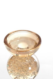 Kerzenhalter aus Glas mit Blasenmuster, seitliche Perspektive