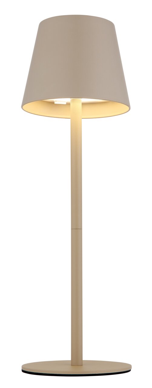 VANNIE 3 accu-tafellamp in beige, zijaanzicht