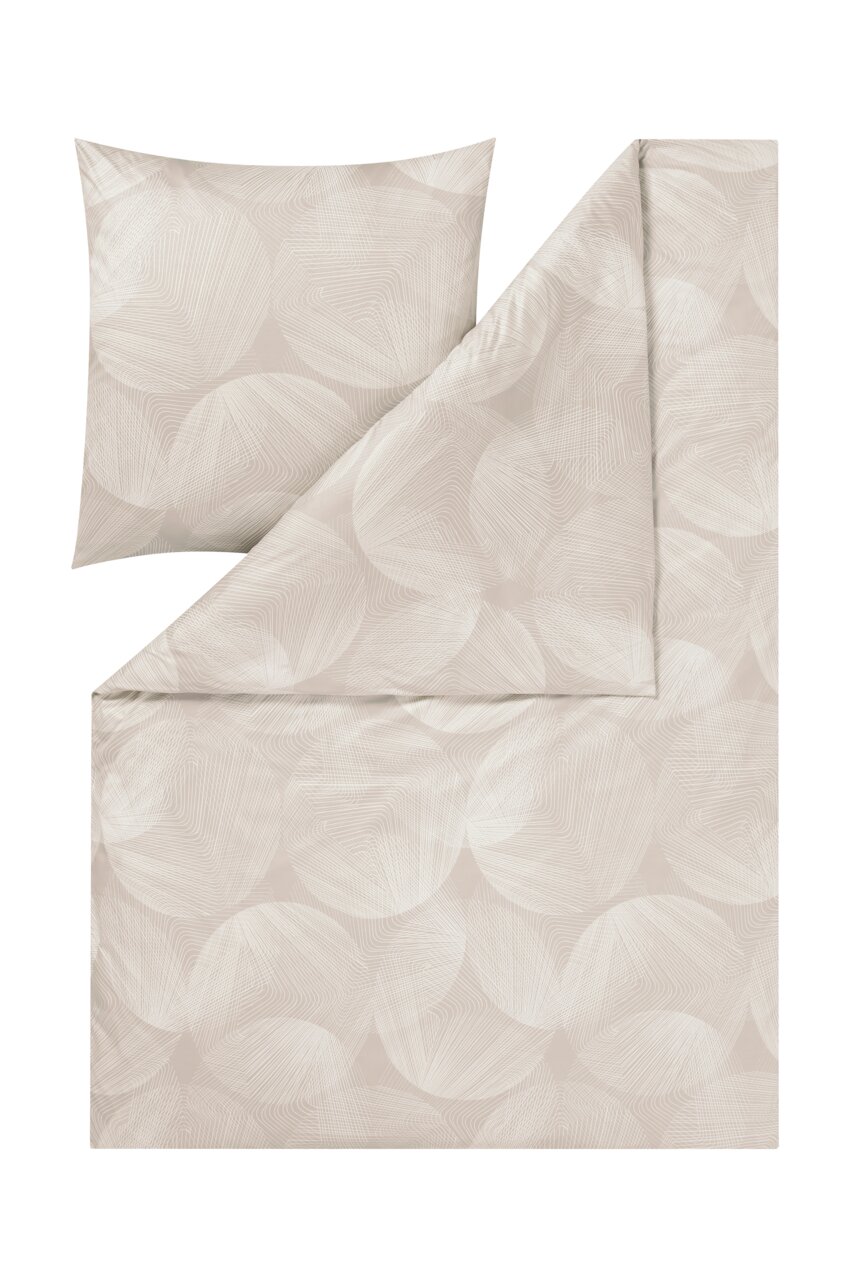 Bettwäsche-Set mit abstraktem, kreisförmigem Muster in Beige, Draufsicht