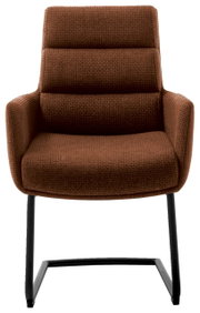 Brauner Freischwinger-Sessel mit gepolstertem Sitz und Rückenlehne, Vorderansicht
