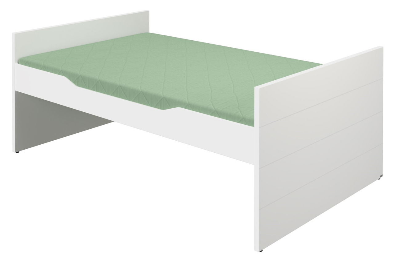 Paidi Kojenbett FIONA Weißes Kojenbett mit grüner Matratze, seitliche Perspektive