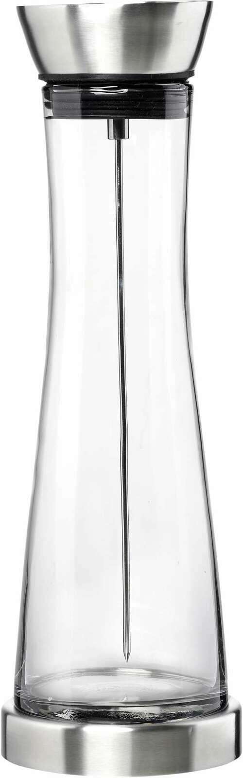 Karaffe Leno 1,3 Liter mit Edelstahl-Elementen, frontale Ansicht