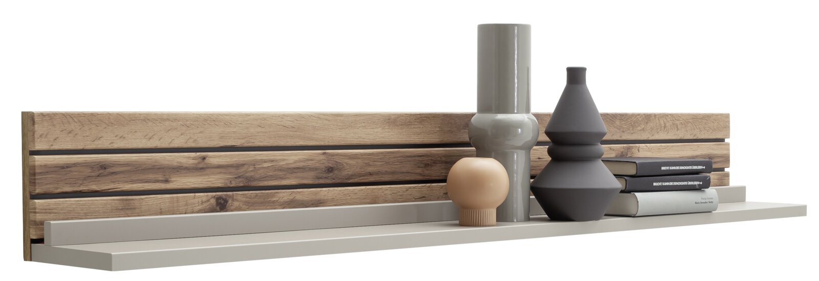 Zurbrüggen Wandboard LÜTTICH Wandboard aus Holz mit dekorativen Vasen und Büchern, seitliche Perspektive