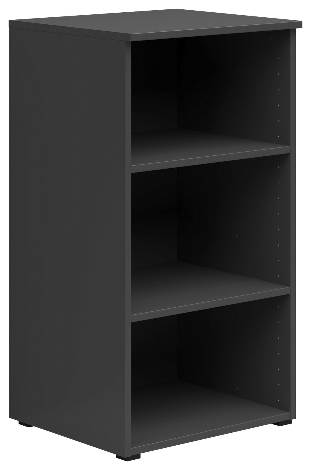 Carryhome Regal MULTISTAURAUM Schwarzes Regal mit drei offenen Fächern, seitliche Perspektive