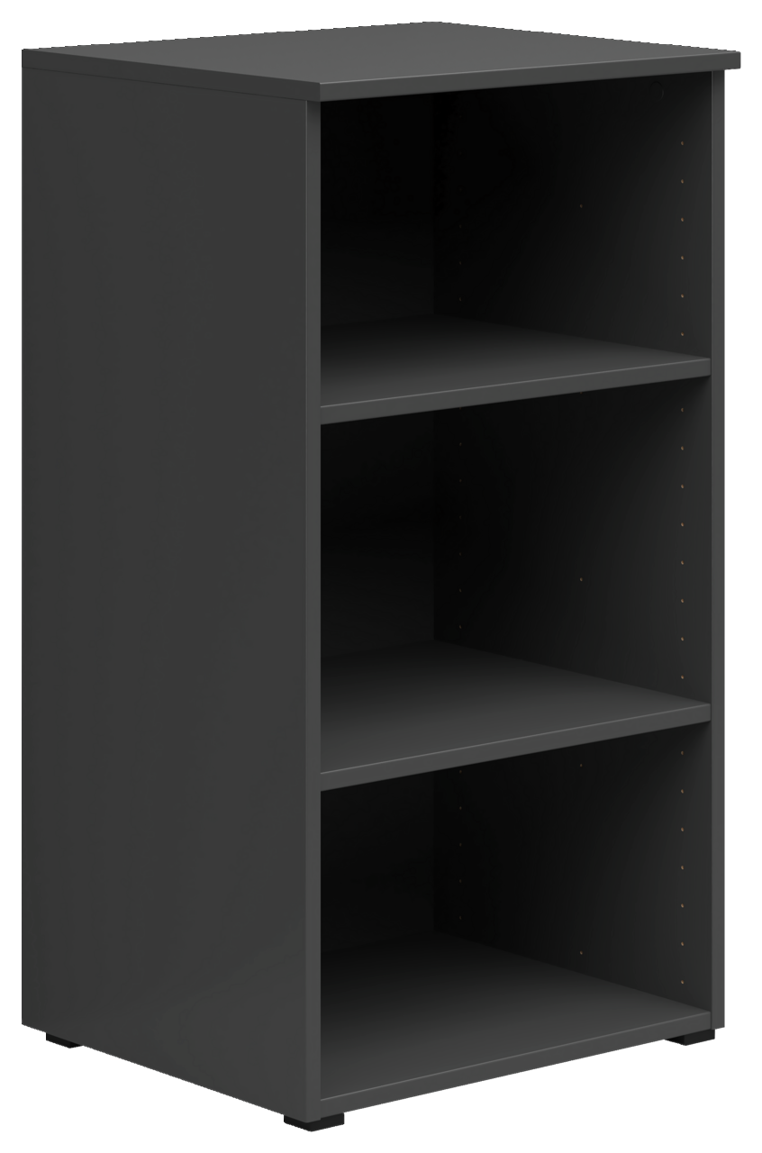 Carryhome Regal MULTISTAURAUM Schwarzes Regal mit drei offenen Fächern, seitliche Perspektive