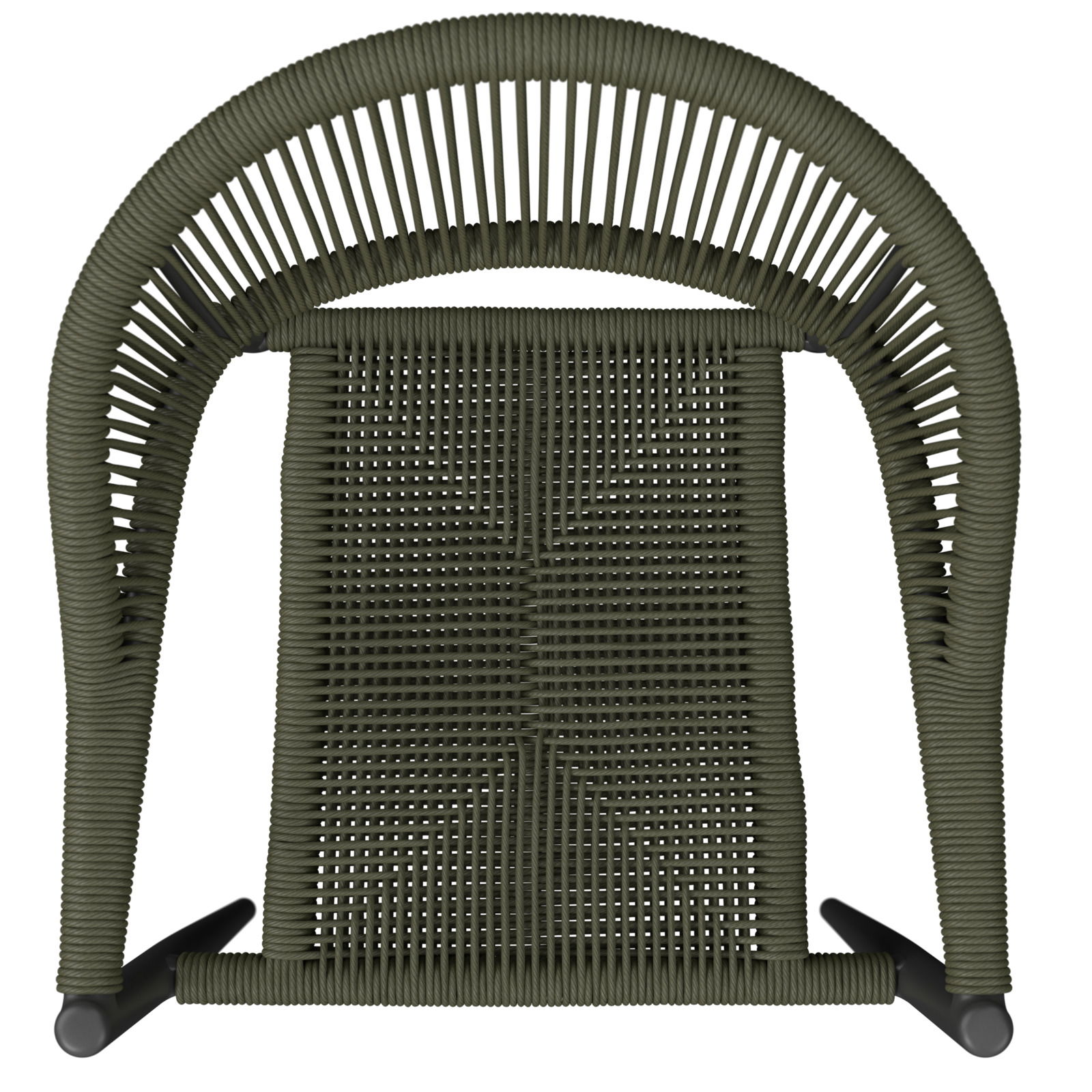 Stapelsessel aus geflochtenem Material, Ansicht von oben