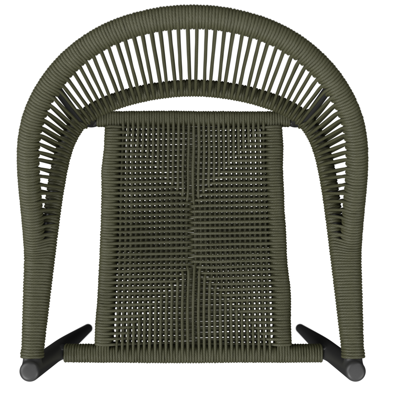 Stapelsessel aus geflochtenem Material, Ansicht von oben