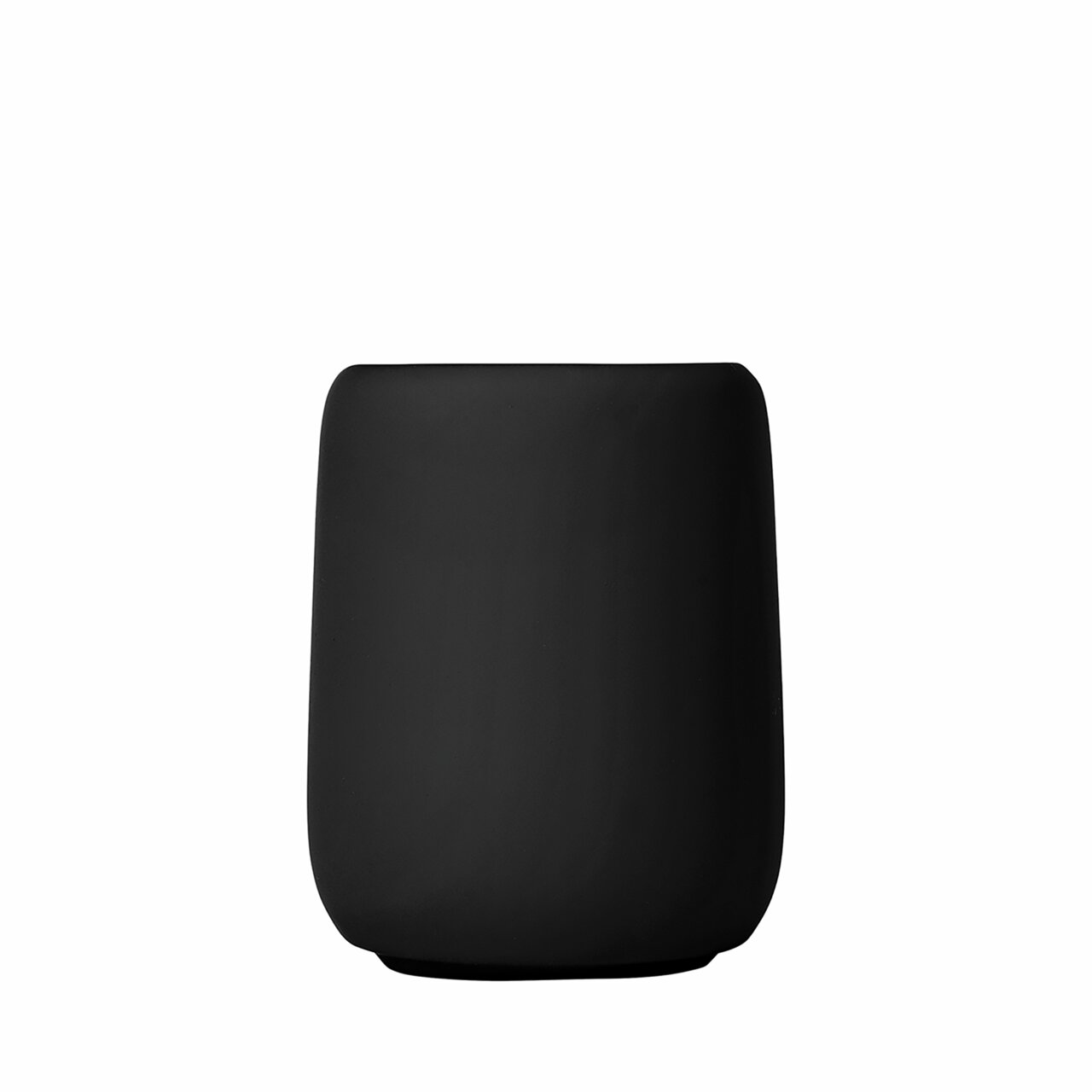 blomus Zahnputzbecher black SONO Schwarzer Zahnputzbecher der Serie SONO von blomus, frontal abgebildet.