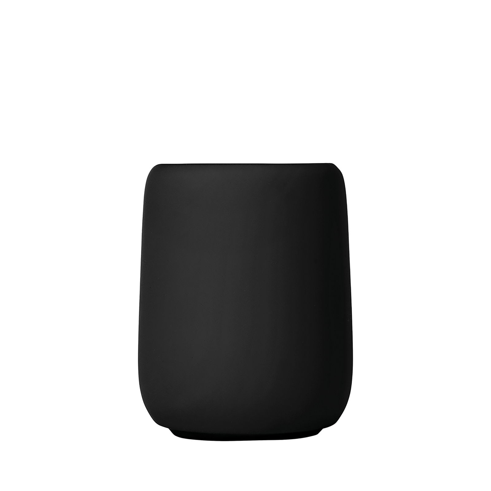 blomus Zahnputzbecher black SONO Schwarzer Zahnputzbecher der Serie SONO von blomus, frontal abgebildet.