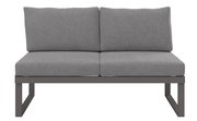 Graues 2-Sitzer Sofa mit Metallrahmen, Frontalansicht