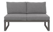 Graues 2-Sitzer Sofa mit Metallrahmen, Frontalansicht