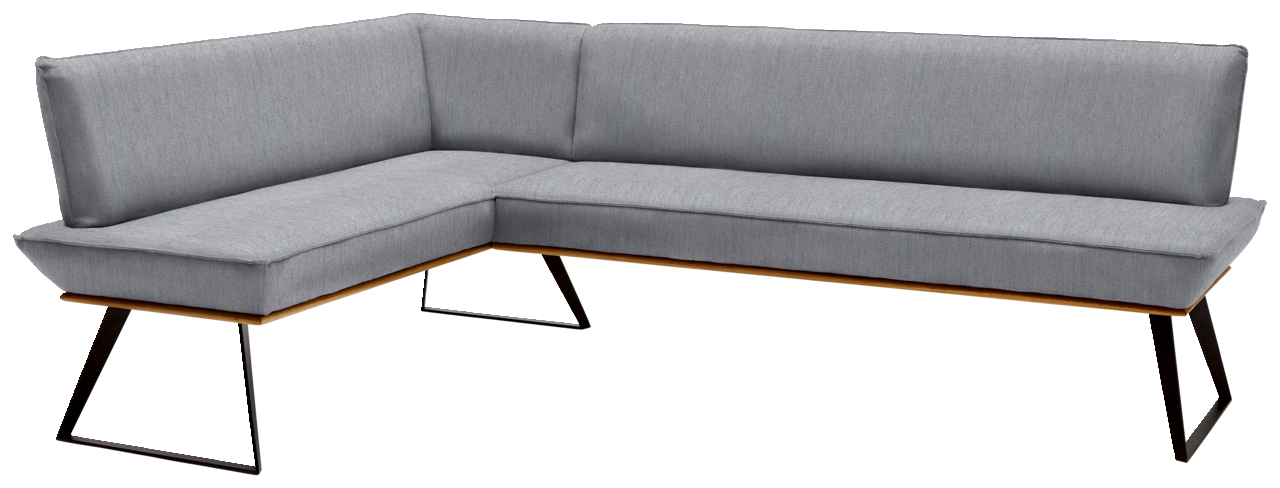 Voleo Eckbank 163x203 cm MALIBU Graue Eckbank mit modernem Design, Metallbeinen und Polsterung, seitliche Perspektive