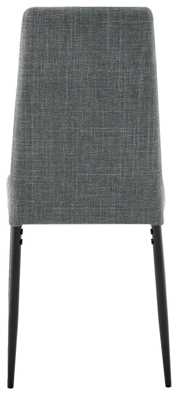 Rückansicht eines grauen Stuhls mit schwarzem Metallgestell, Modell Ti´me Stuhl JANNEK.