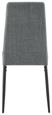 Rückansicht eines grauen Stuhls mit schwarzem Metallgestell, Modell Ti´me Stuhl JANNEK.