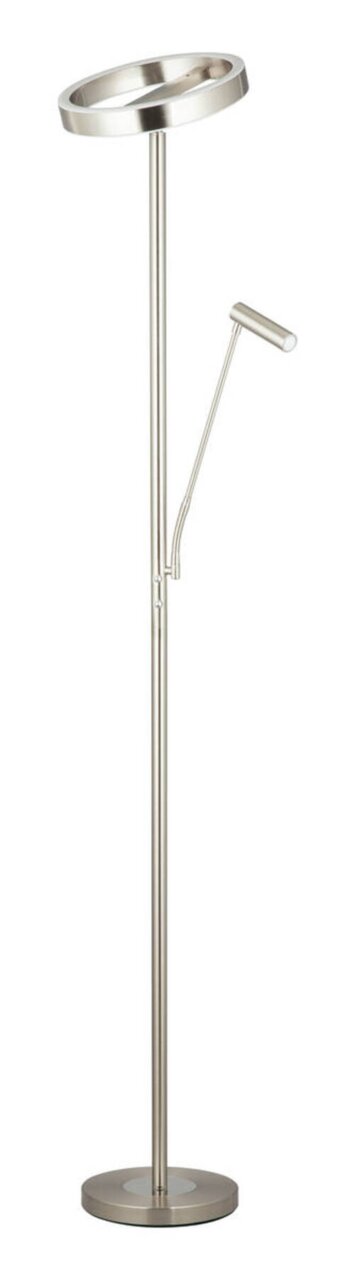 Novel LED-plafondspot Moderne LED-plafondlamp van metaal, gezien vanaf de zijkant, met extra leeslampje.