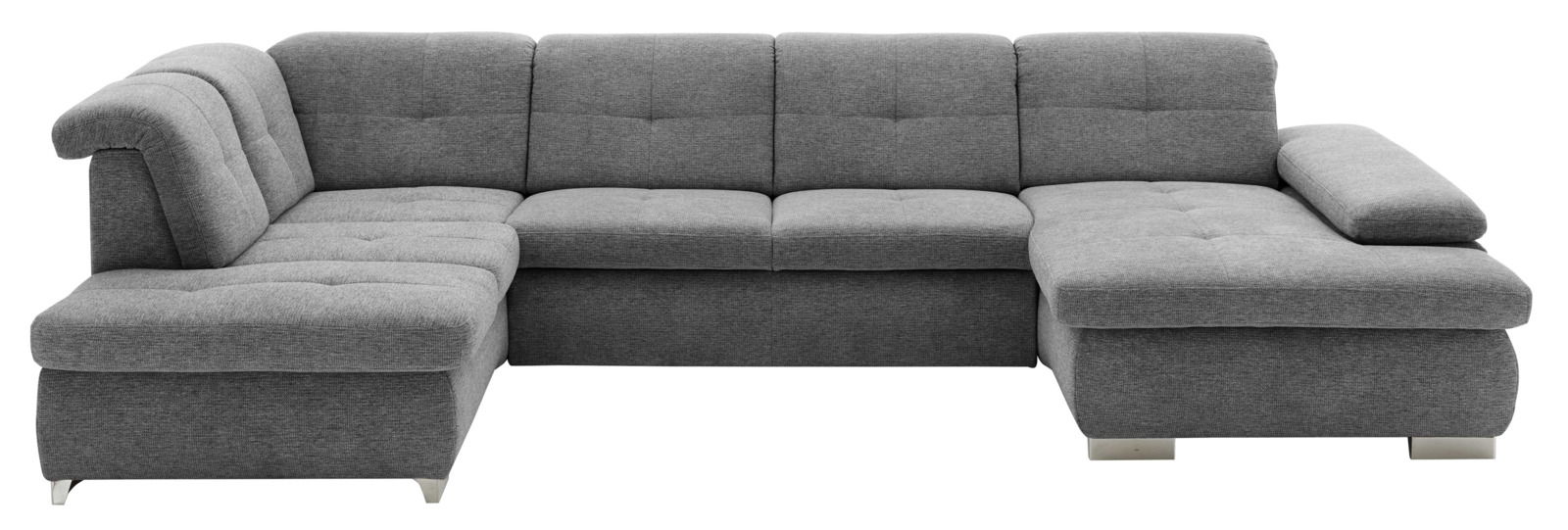 Graue Polsterrundecke Beldomo Style BOCHUM, Vorderansicht, mit bequemen Sitzflächen und modernem Design.