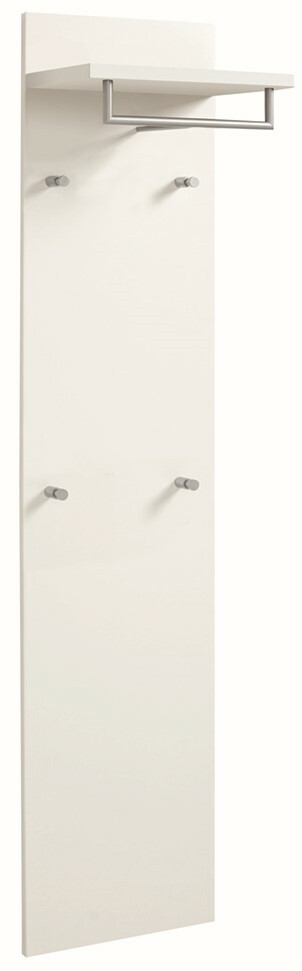 VOSS Paneel SALEA Weißes Paneel mit mehreren Haken und einer Ablage, seitliche Perspektive