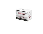 Verpackung mit zwei lilafarbenen Sekt- oder Dessertschalen, seitliche Perspektive