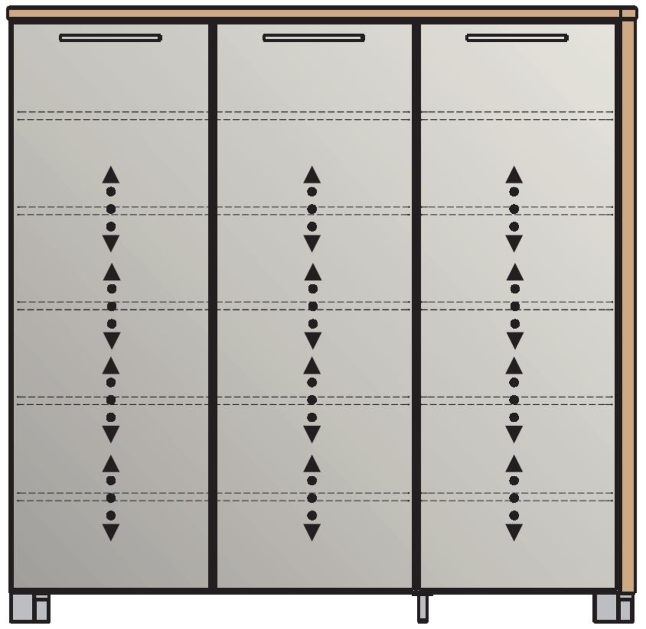 VOSS XL-Schuhschrank SANTINA Frontansicht eines XL-Schuhschranks mit drei Türen und modernem Design.