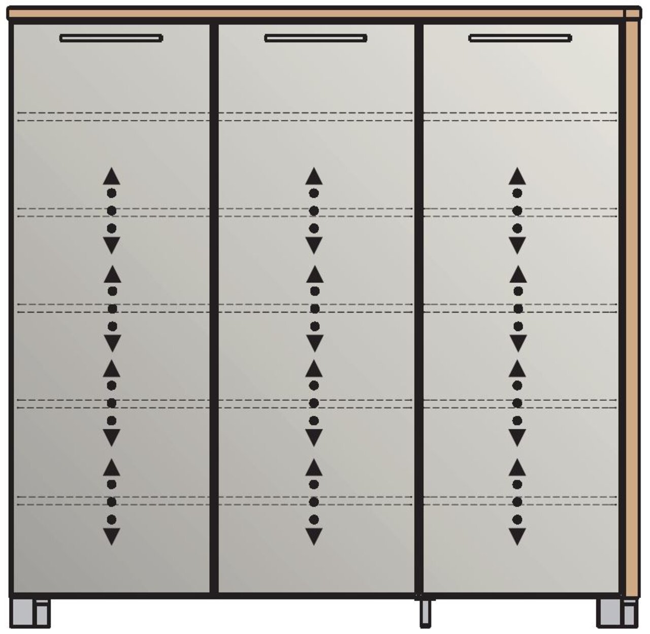 VOSS XL-Schuhschrank SANTINA Frontansicht eines XL-Schuhschranks mit drei Türen und modernem Design.