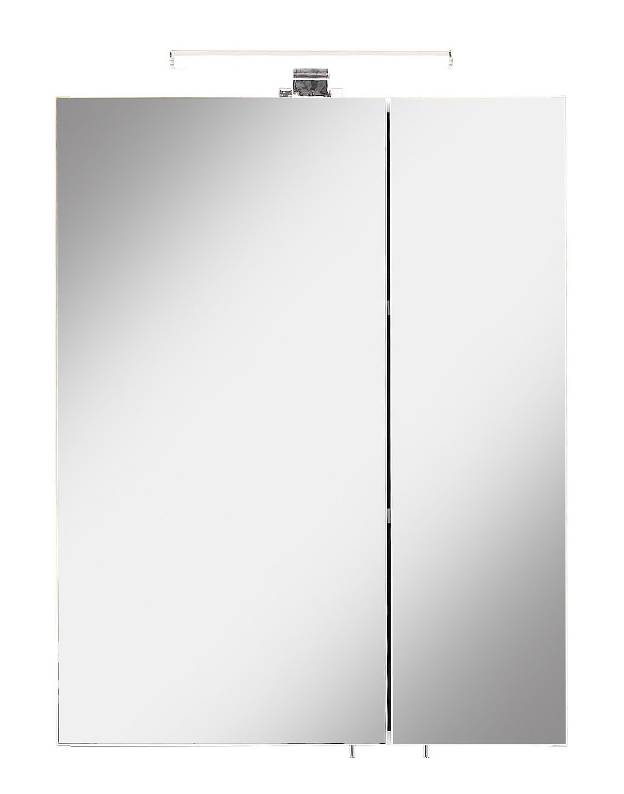 Moderner Spiegelschrank mit zwei Türen und integrierter Beleuchtung, Frontalansicht