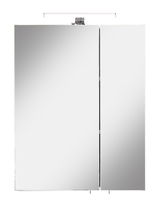 Moderner Spiegelschrank mit zwei Türen und integrierter Beleuchtung, Frontalansicht