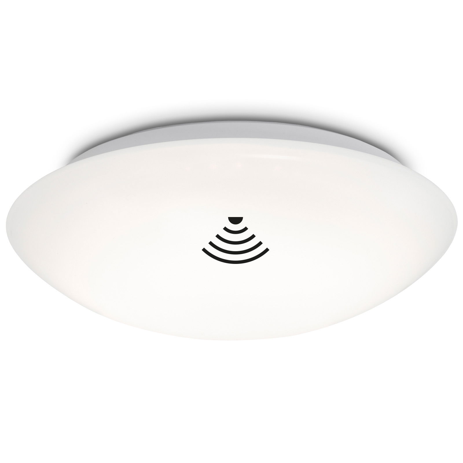 LED-Deckenleuchte mit Bewegungssensor, seitliche Perspektive