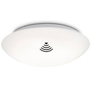 LED-Deckenleuchte mit Bewegungssensor, seitliche Perspektive