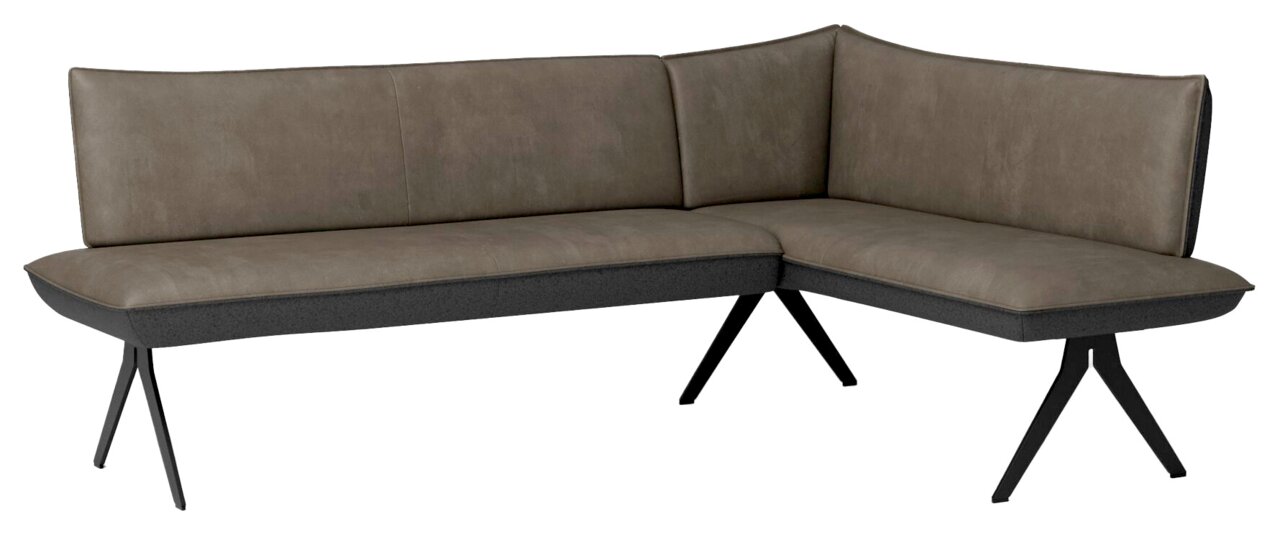 JOOP! Eckbank ELEMENTS 8179 Moderne Eckbank mit grauem Polster und schwarzen Metallbeinen, seitliche Perspektive