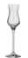 Elegantes Grappaglas Chateau mit langem Stiel und verziertem Rand, Frontalansicht